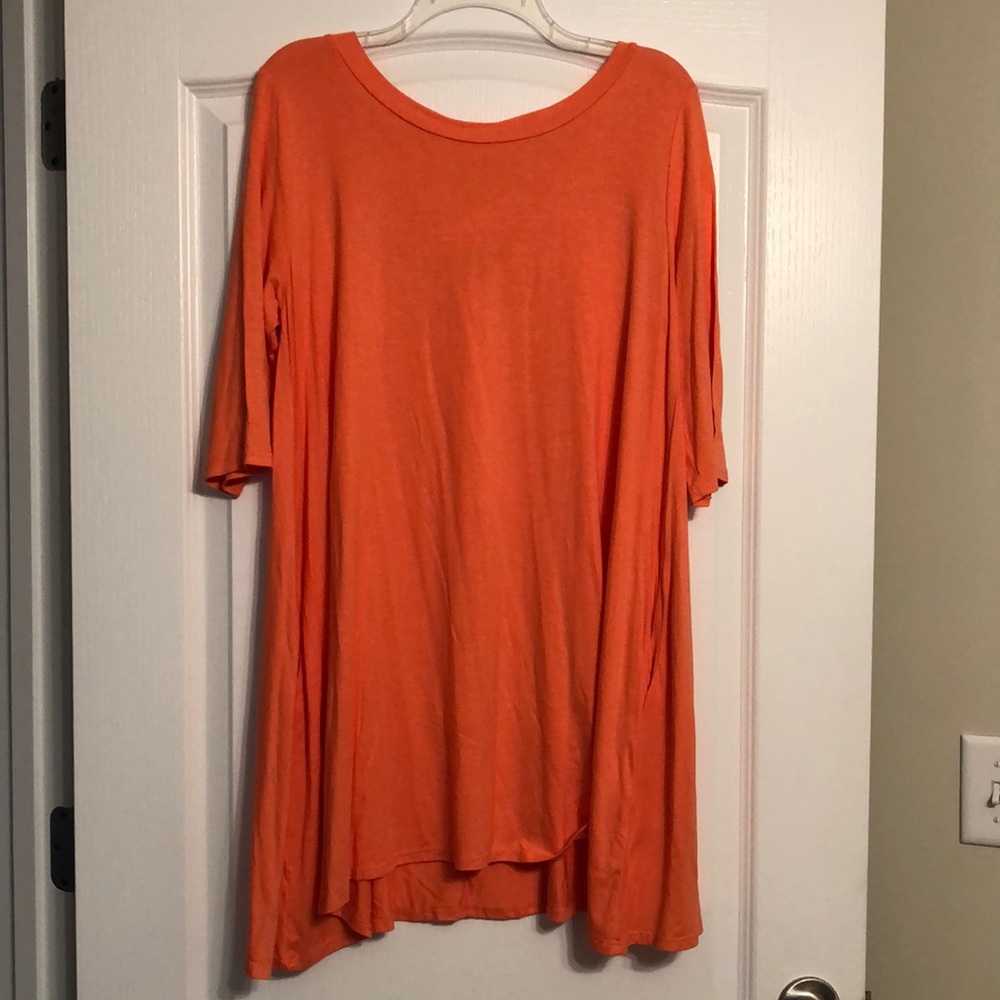 Vision USA Coral Tunic with Criss Cross Detail